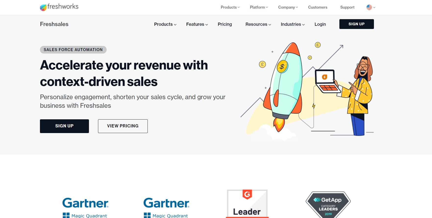 Freshworks Freshsales kezdőlap