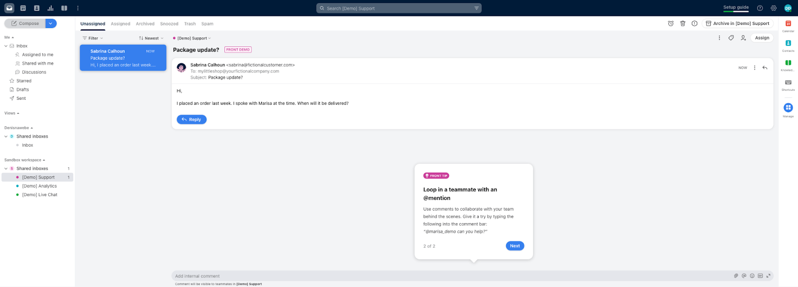 A Front jegykezelő környezete