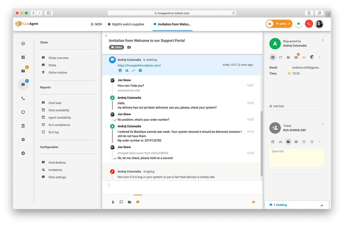 LiveAgent - valós idejű beszélgetés