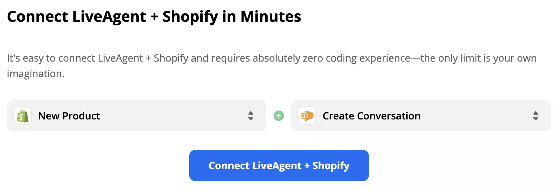Kiválasztott trigger Új termék és művelet Beszélgetés létrehozása