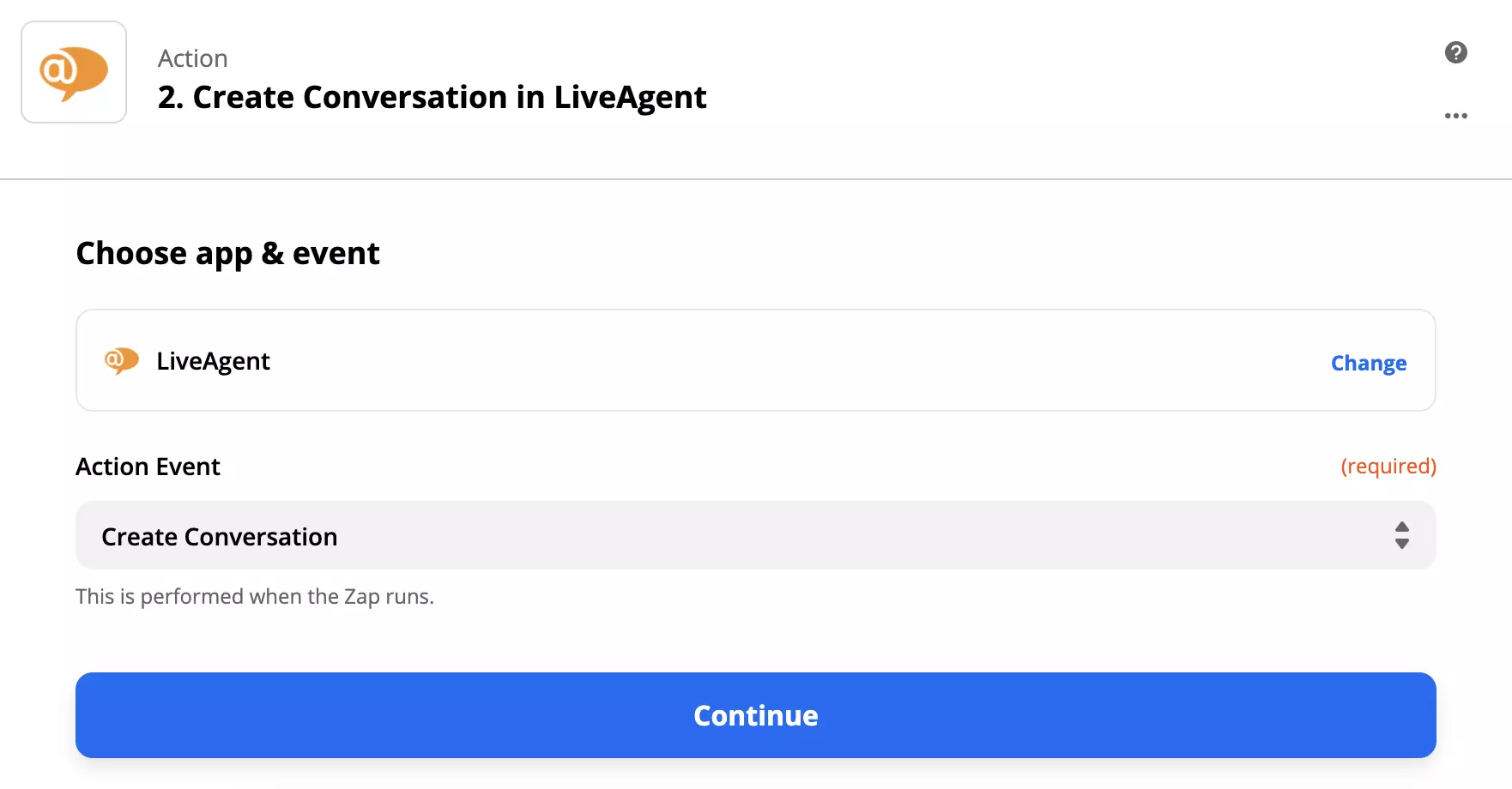 LiveAgent művelet beállítása a Zapier-en