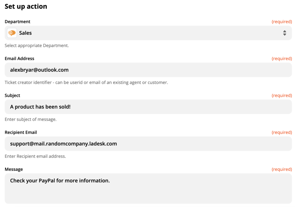LiveAgent művelet – Új beszélgetés létrehozásának beállítása