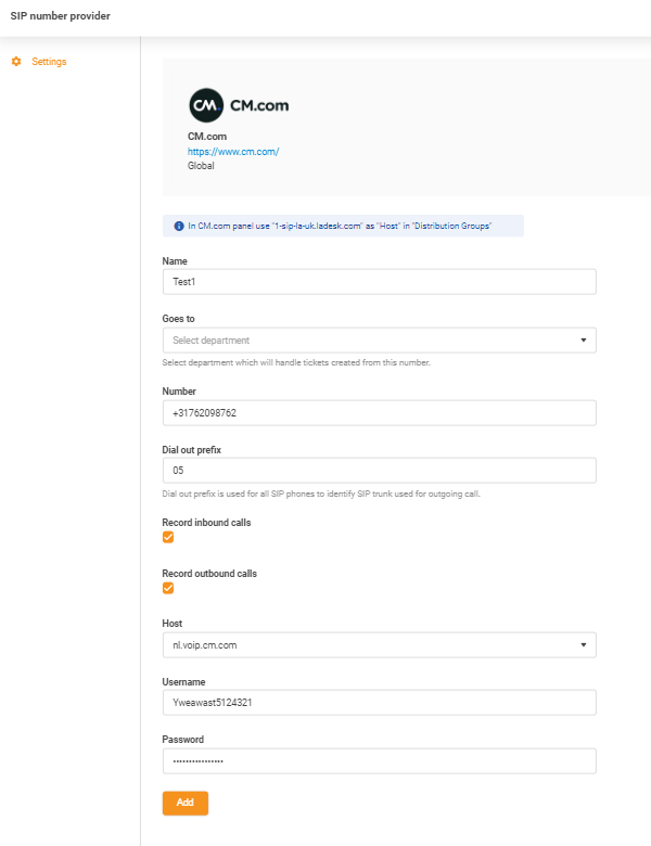 CM.com hitelesítési adatok