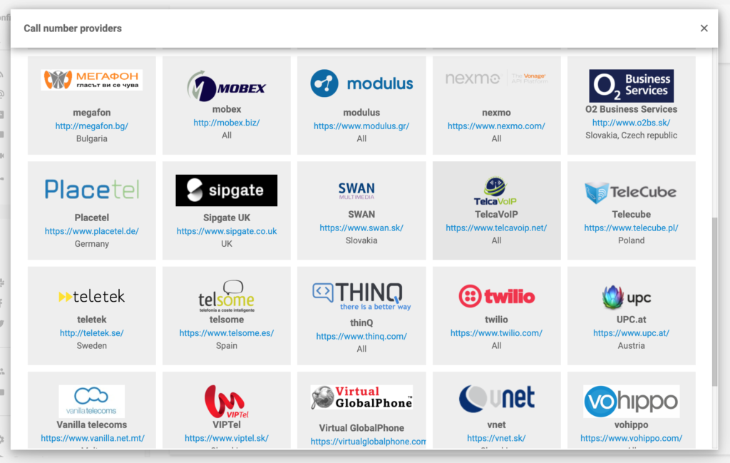 Hívószám szolgáltatók a LiveAgenttel