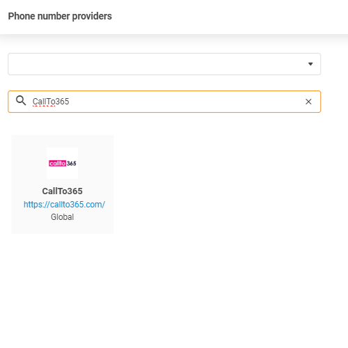 CallTo365 szolgáltató kiválasztása