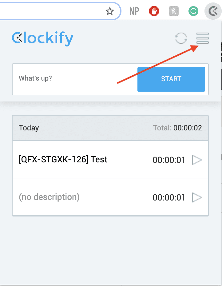 Clockify bővítmény beállítások