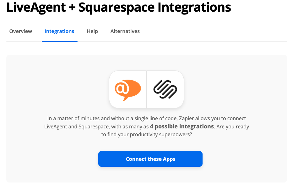 A LiveAgent összekapcsolása a Squarespace-zel a Zapier-en keresztül