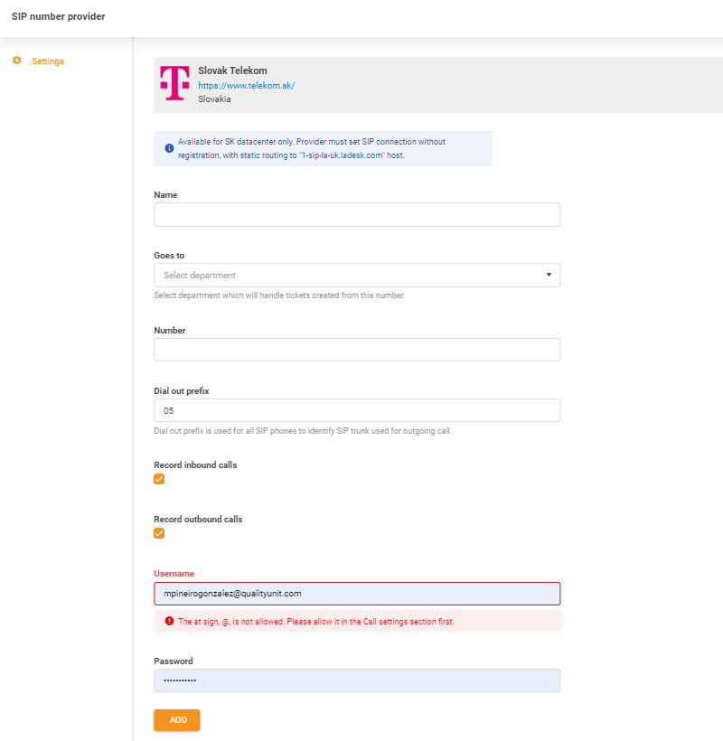 Slovak Telekom hitelesítő adatok