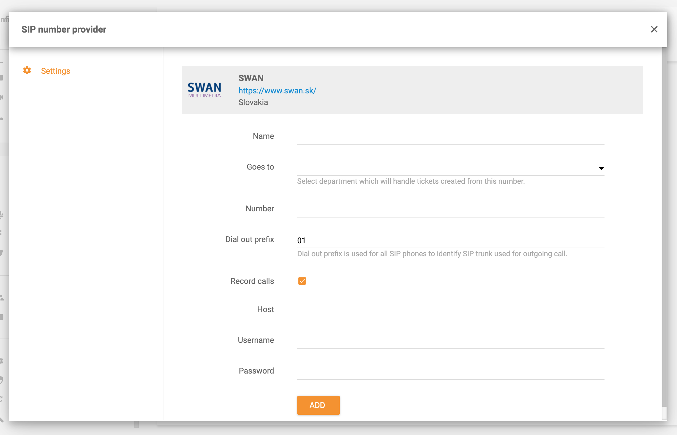 Swan integráció a LiveAgent-ben