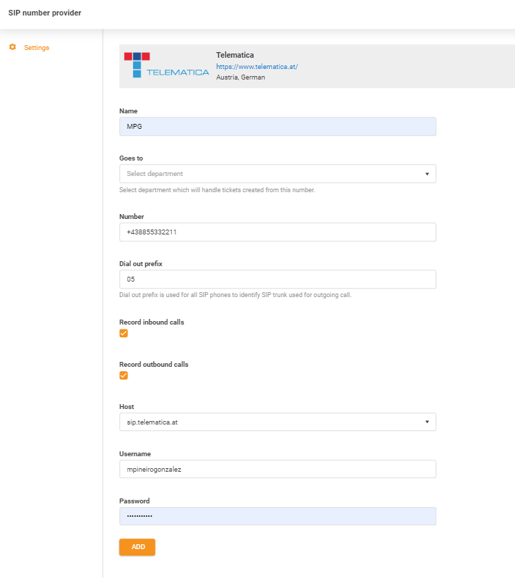 Telematica hitelesítési adatok