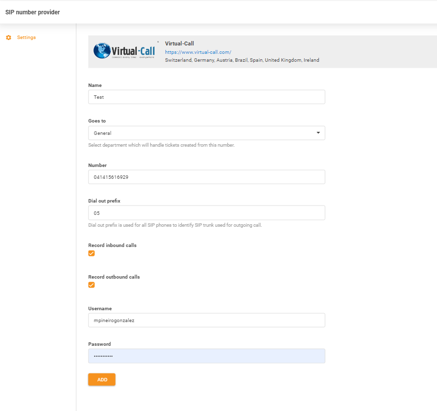 Virtual-Call hitelesítési adatok