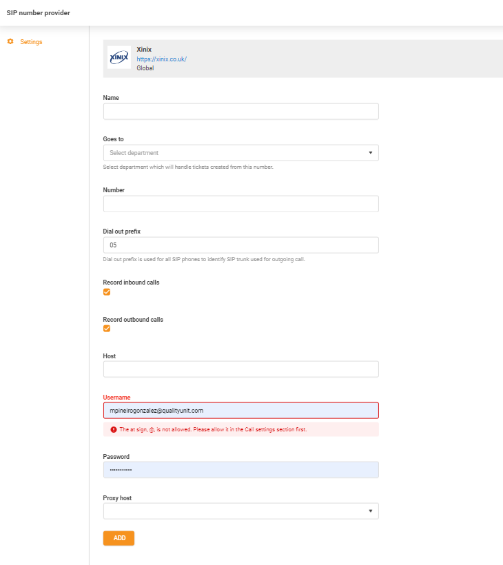 Xinix hitelesítési adatok
