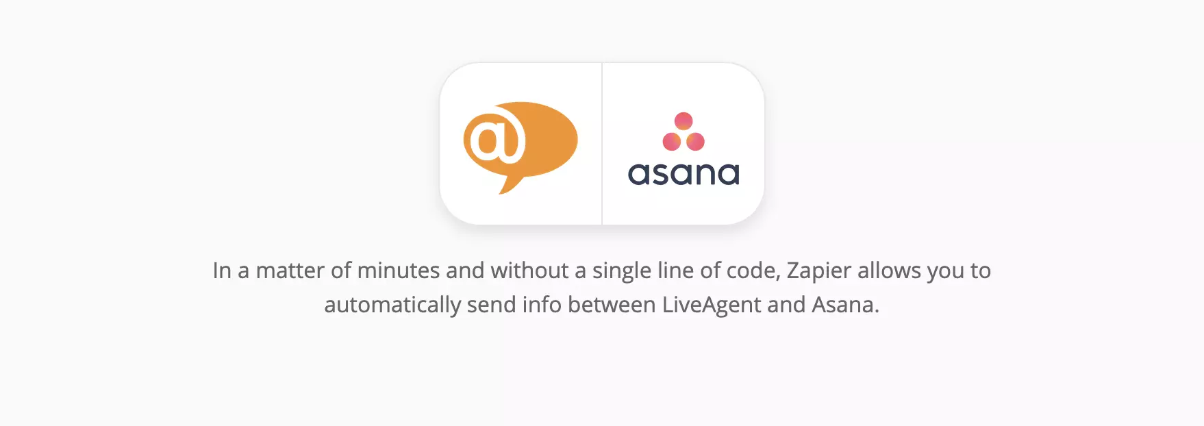 LiveAgent és Asana integrációs oldal a Zapier-en