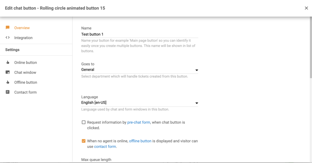 Konfigurálja az élő csevegés gombot a LiveAgent-ben