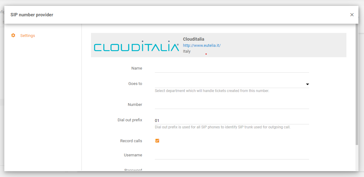 CloudItalia integráció a LiveAgent-ben