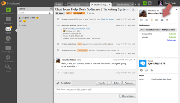 GetResponse LiveAgent integráció