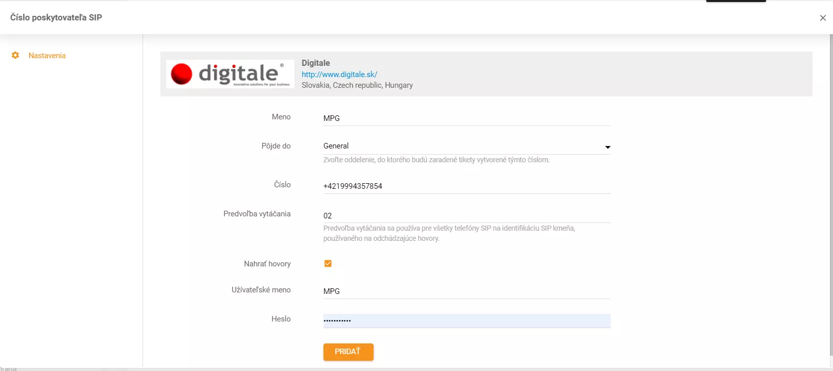 Digitale hitelesítési adatok beállítása