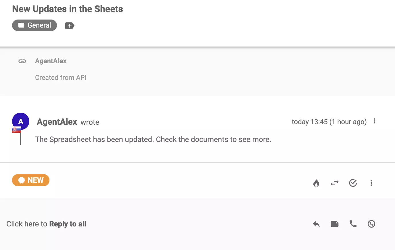 Egy új jegy, amely a jegykezelő rendszerbe érkezett a Google Űrlapokkal való sikeres integráció után