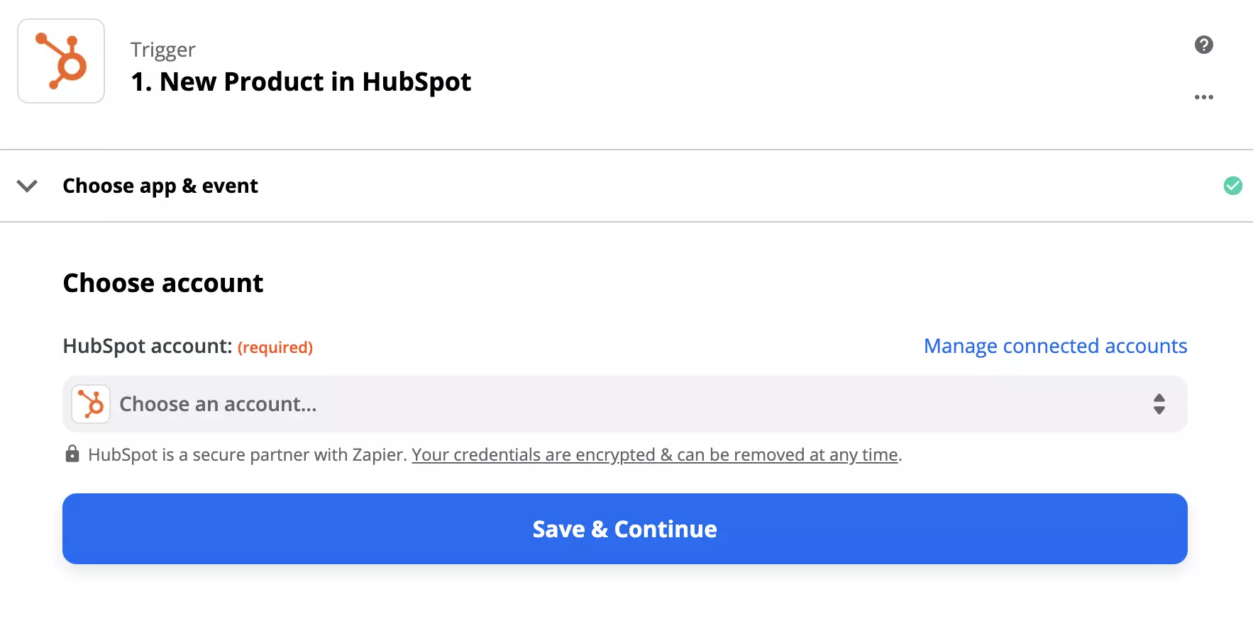 HubSpot eseményindító konfigurációs lehetőségei a Zapieren
