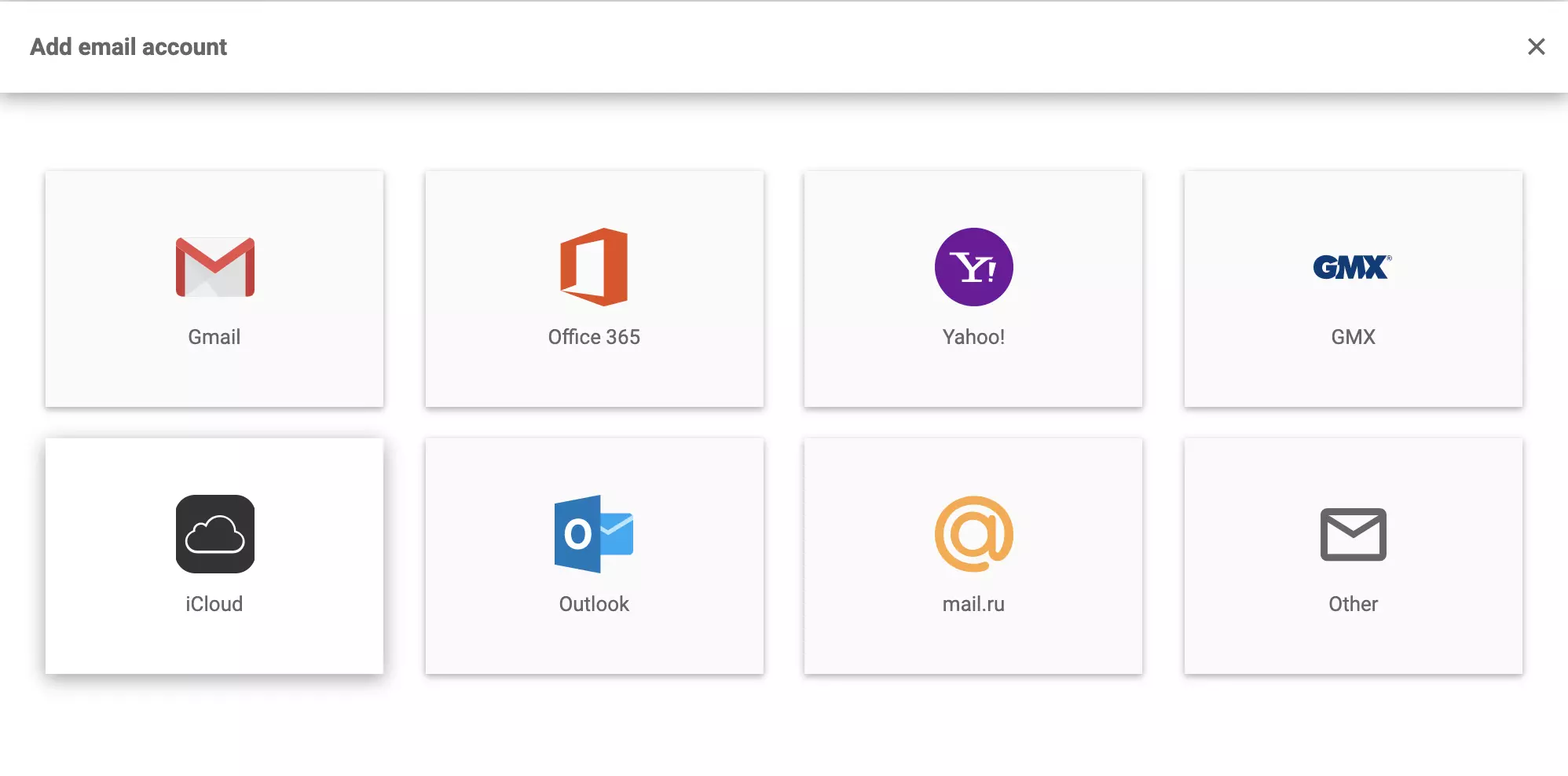 iCloud a LiveAgent e-mail beállításaiban