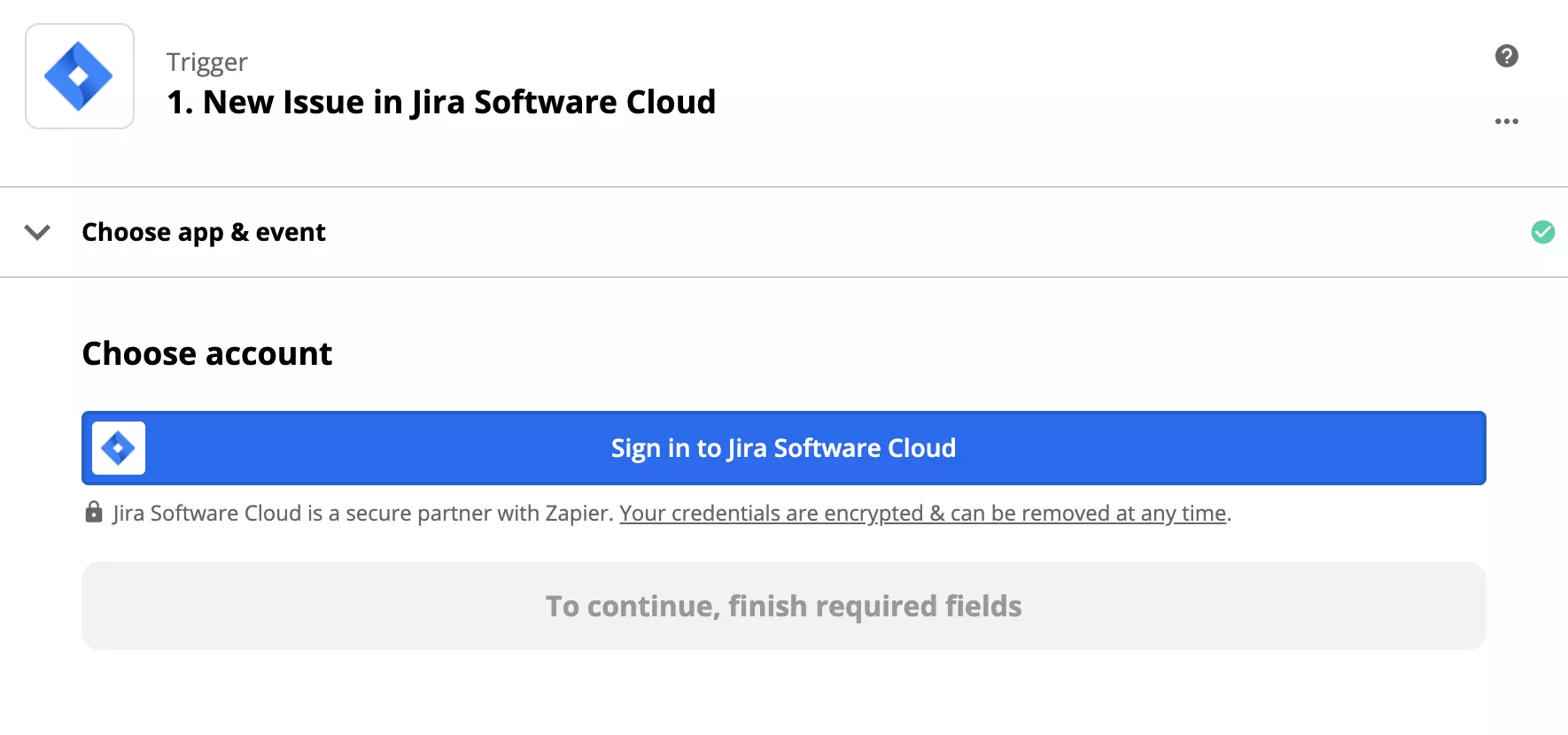 Jira trigger beállítása a Zapieren