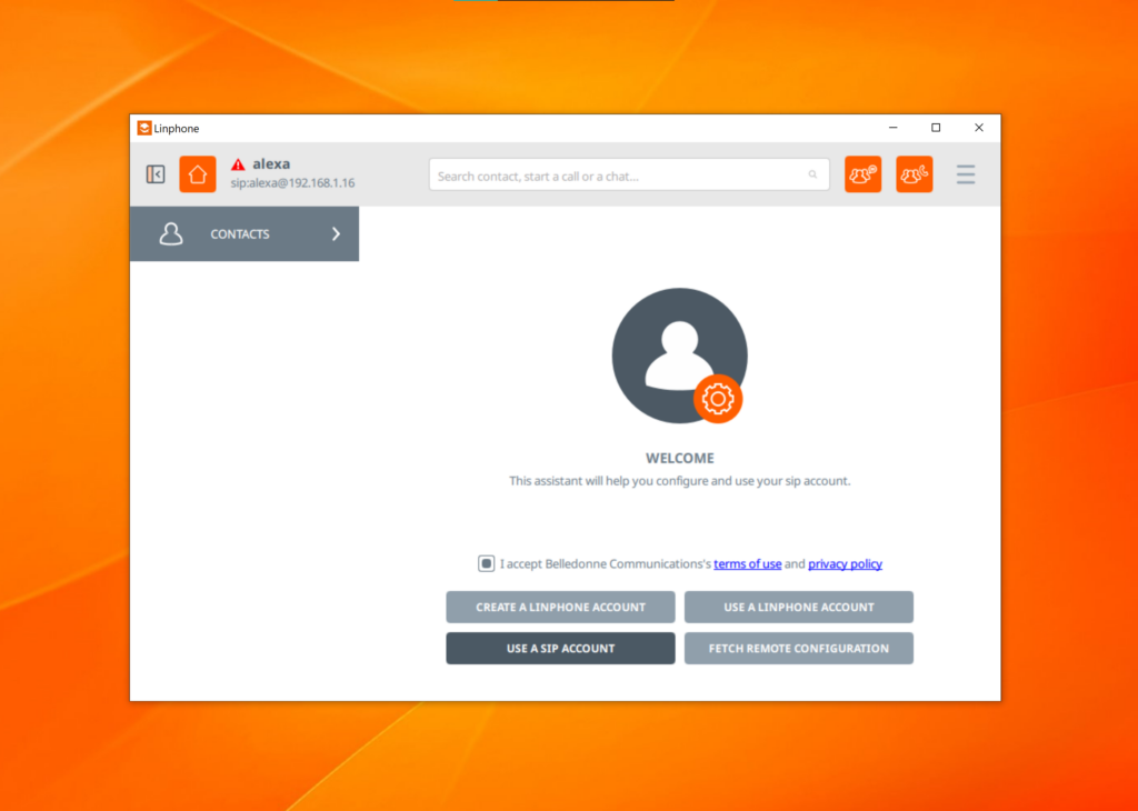 Linphone SIP konfiguráció