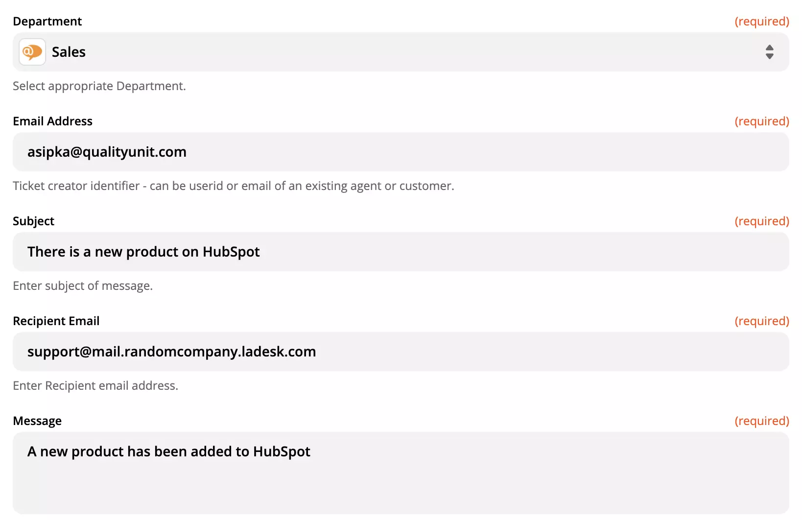 LiveAgent művelet beállítása a Zapieren