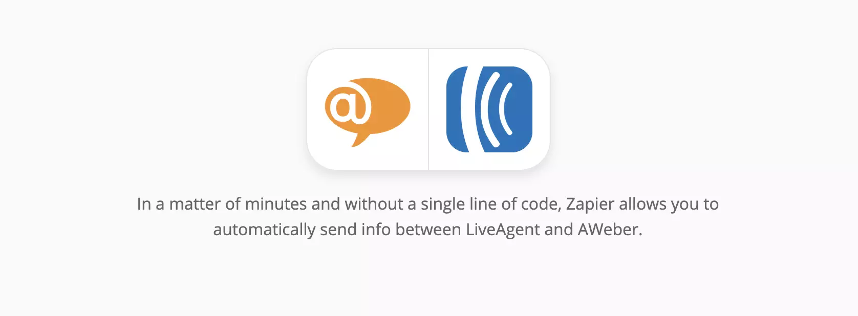 LiveAgent és AWeber integrációk oldala a Zapier-en