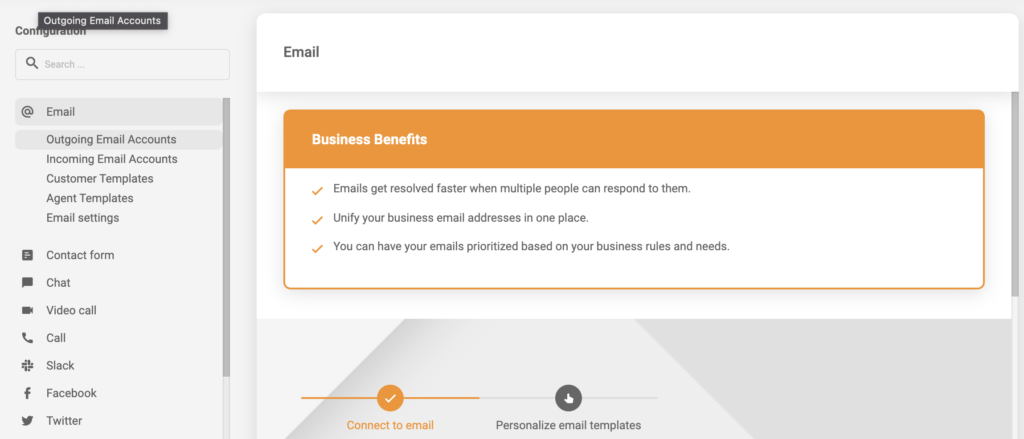 Kimenő, bejövő vagy mindkét e-mail fiók kiválasztása a LiveAgent-ben