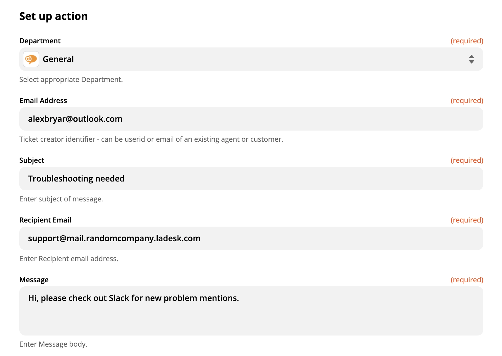 LiveAgent akció beállítása a Zapieren – példa