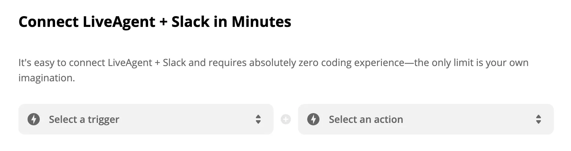 LiveAgent + Slack trigger és akció kiválasztása a Zapieren