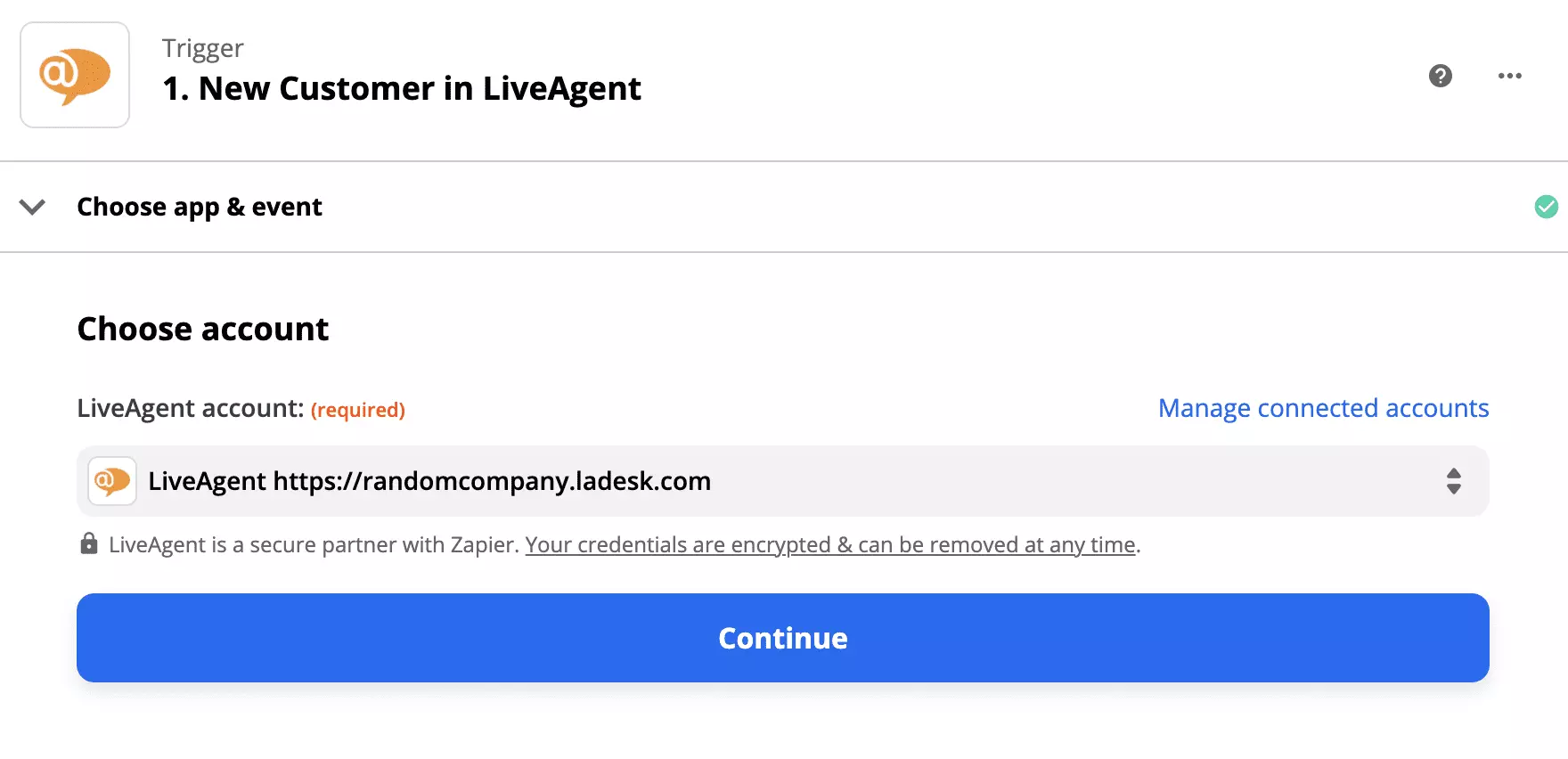 LiveAgent trigger beállítása a Giphy integrációban a Zapier-en