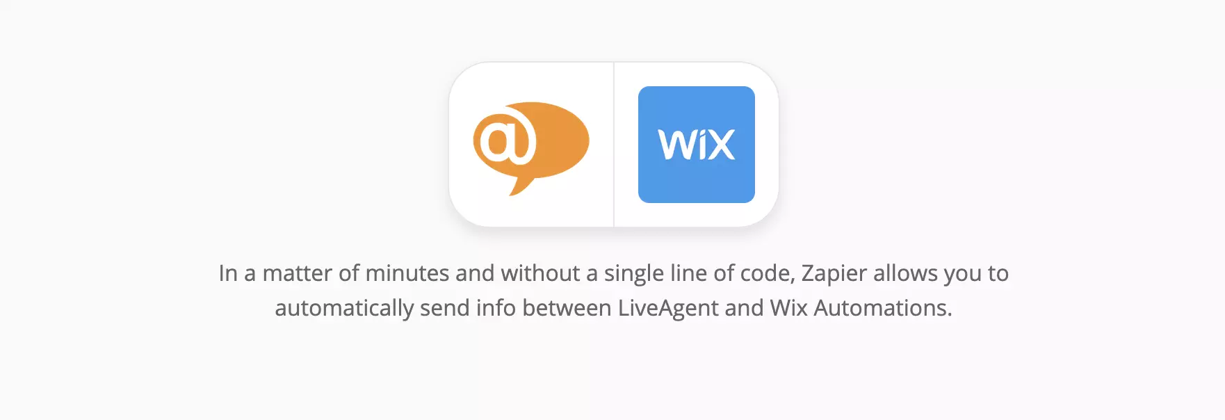 LiveAgent és Wix integrációs oldal a Zapier-en