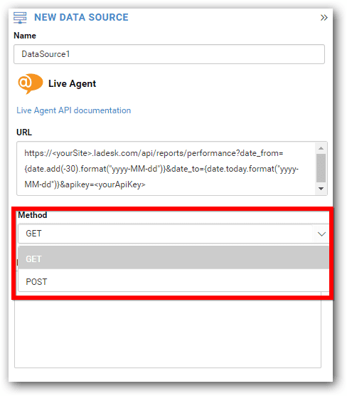 Bold BI REST API módszer kiválasztása