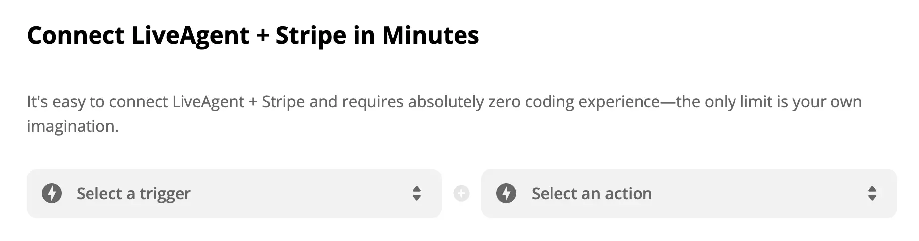 LiveAgent és Stripe integrációs oldal Zapieren