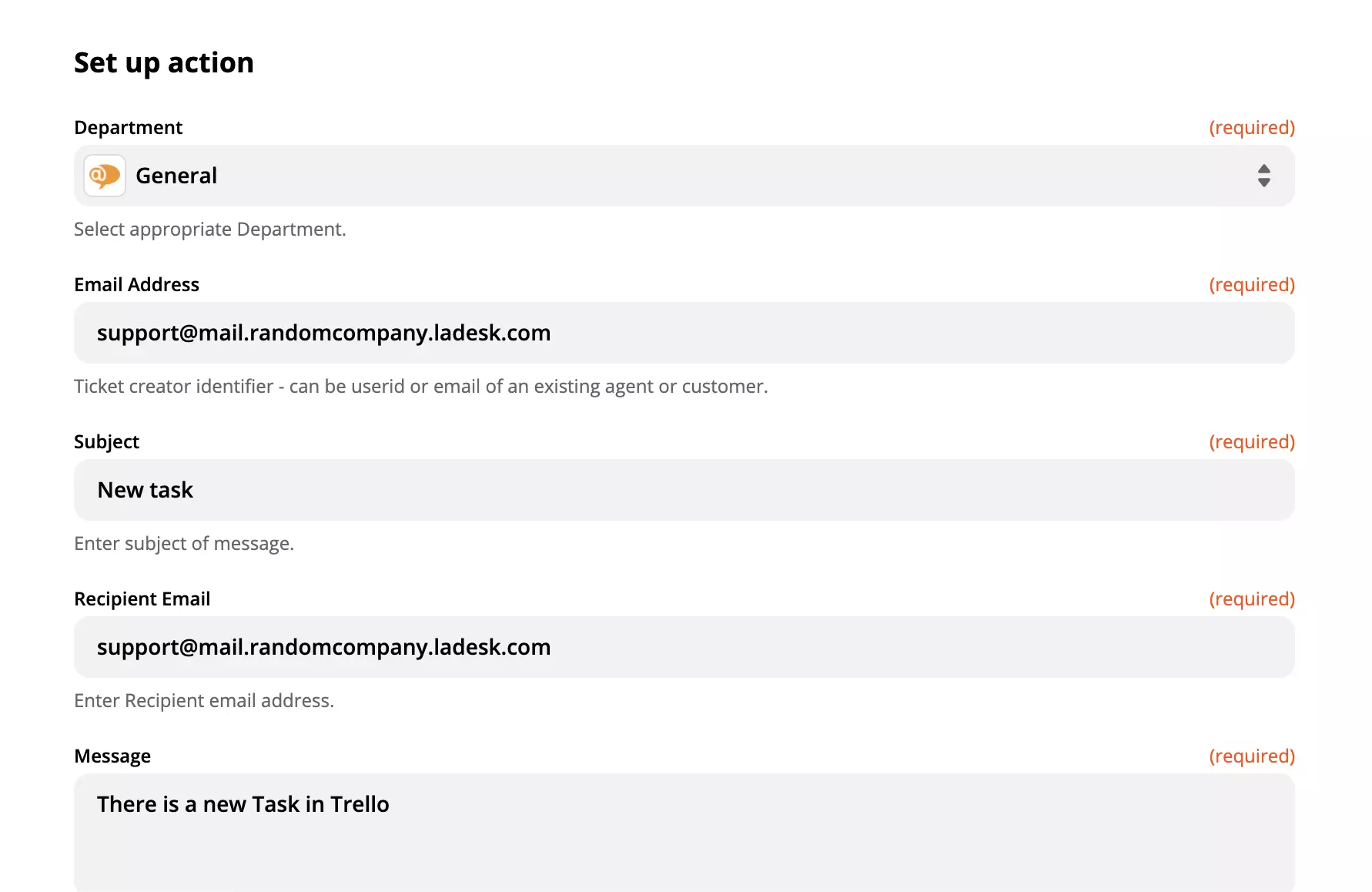 A LiveAgent Create Conversation műveleti testreszabási lehetőségei
