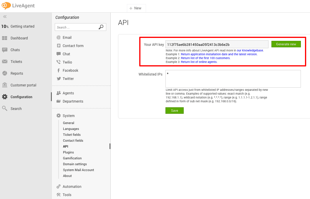 uKit LiveAgent integráció 3. lépés