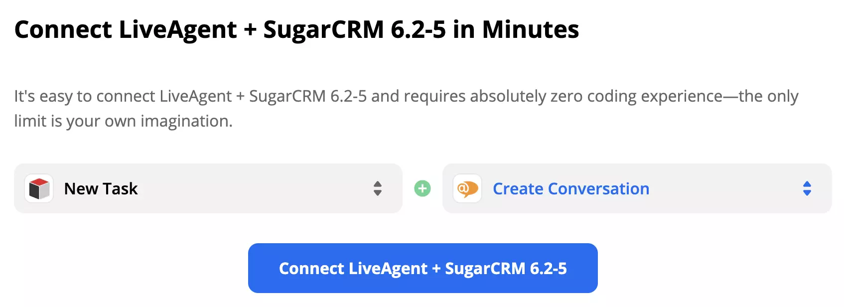 SugarCRM trigger New Task és LiveAgent action New Conversation