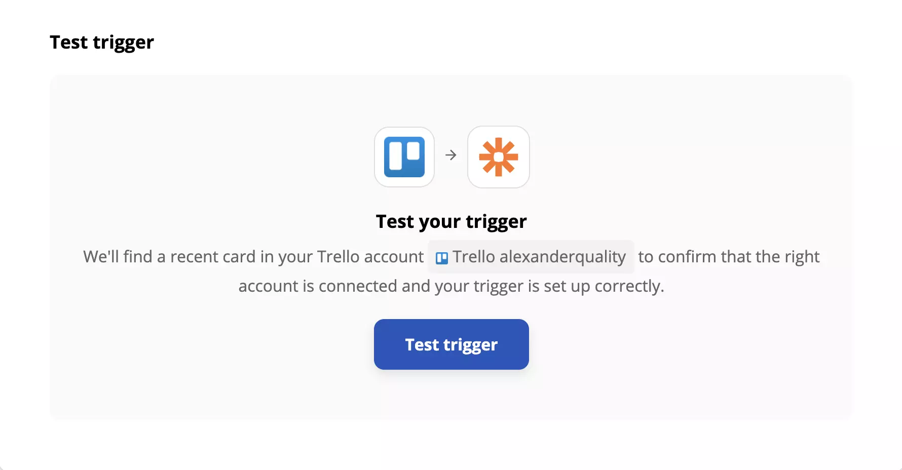 Trello trigger tesztelése a Zapier-ben