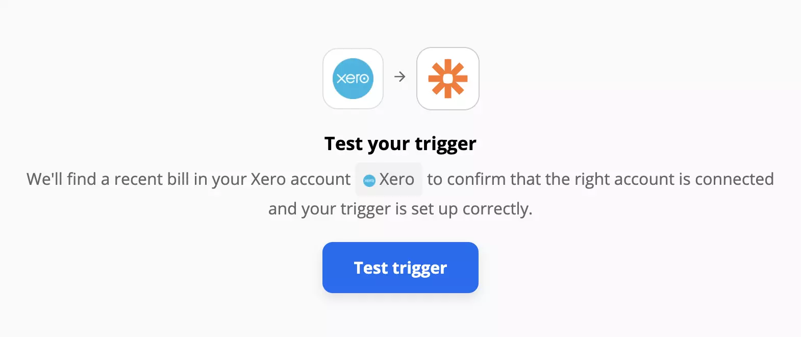 Xero indító teszt a Zapier integrációkon