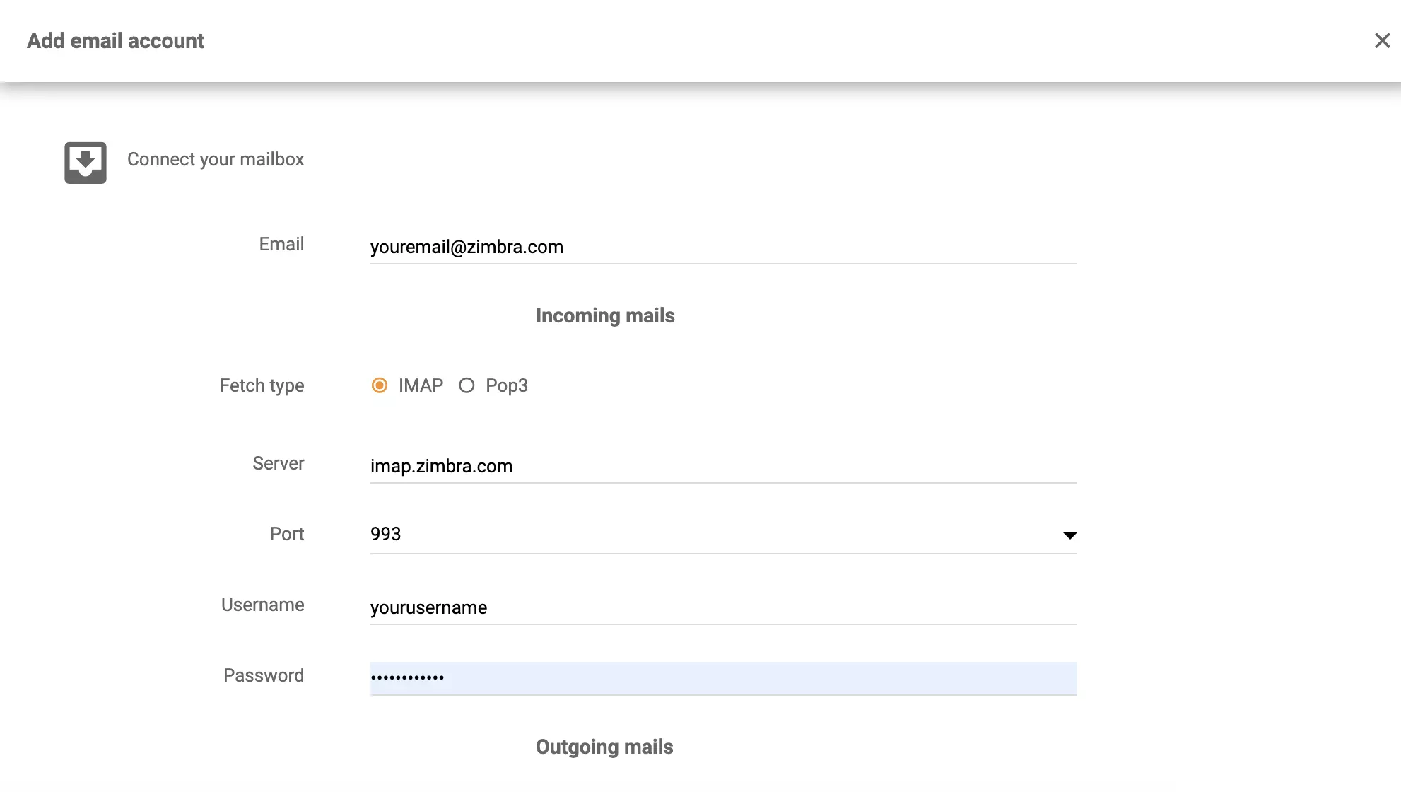 Zimbra IMAP/POP3 beállítása