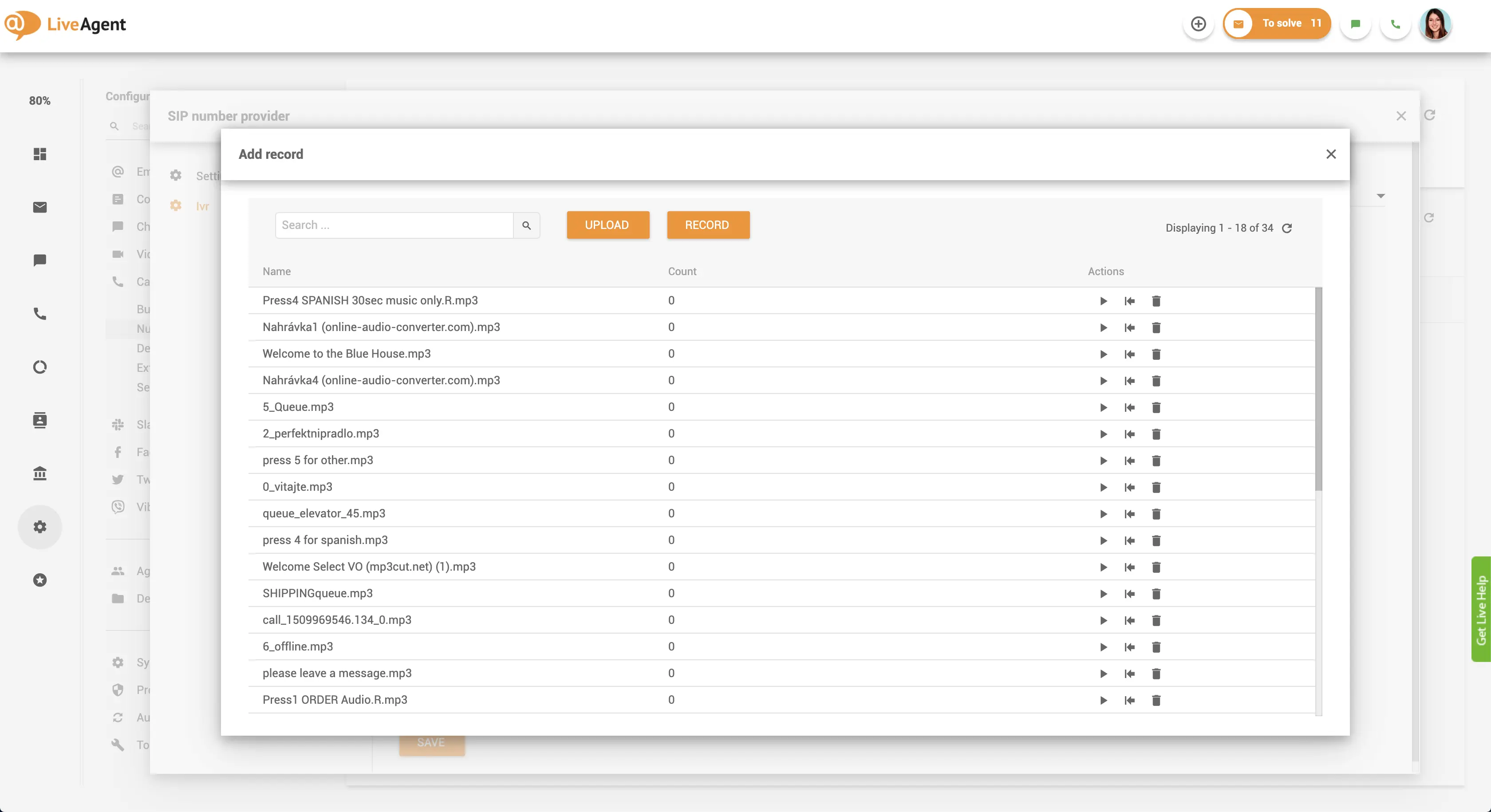 IVR üzenetek feltöltési felület