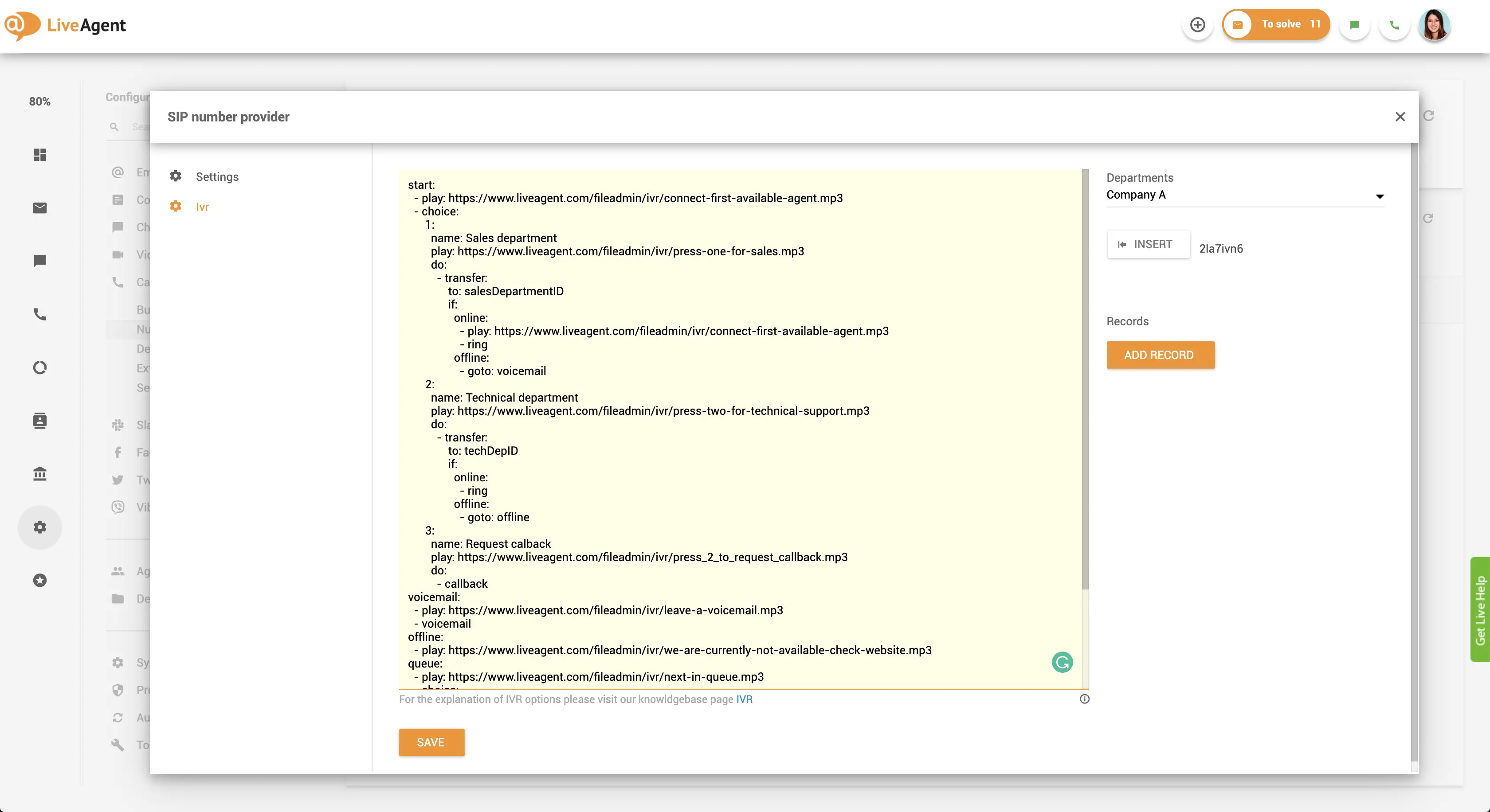 IVR szkript létrehozási felület
