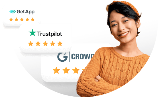 Mosolygó nő jutalommal mellette.