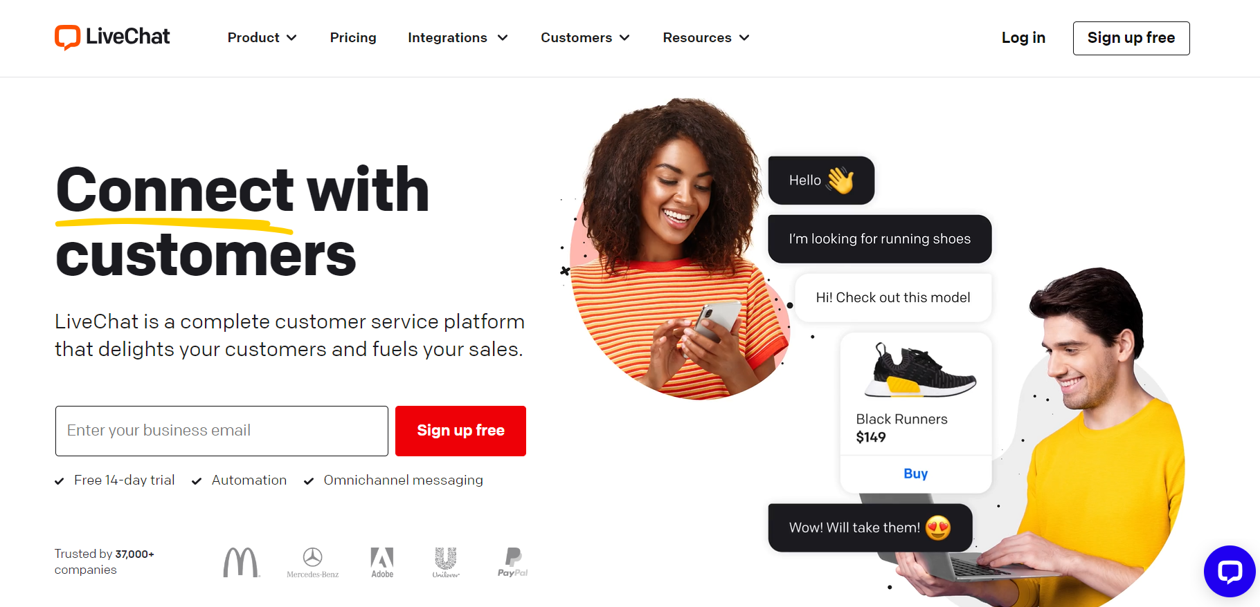 LiveChat honlap - támogatás e-commerce élő csevegés szoftver