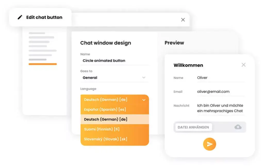 Többnyelvű chat widget