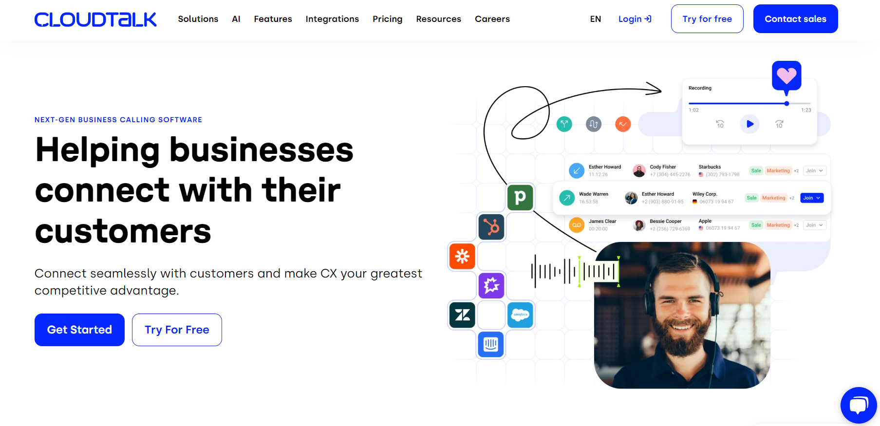 CloudTalk kezdőoldal - telefonálási szoftver