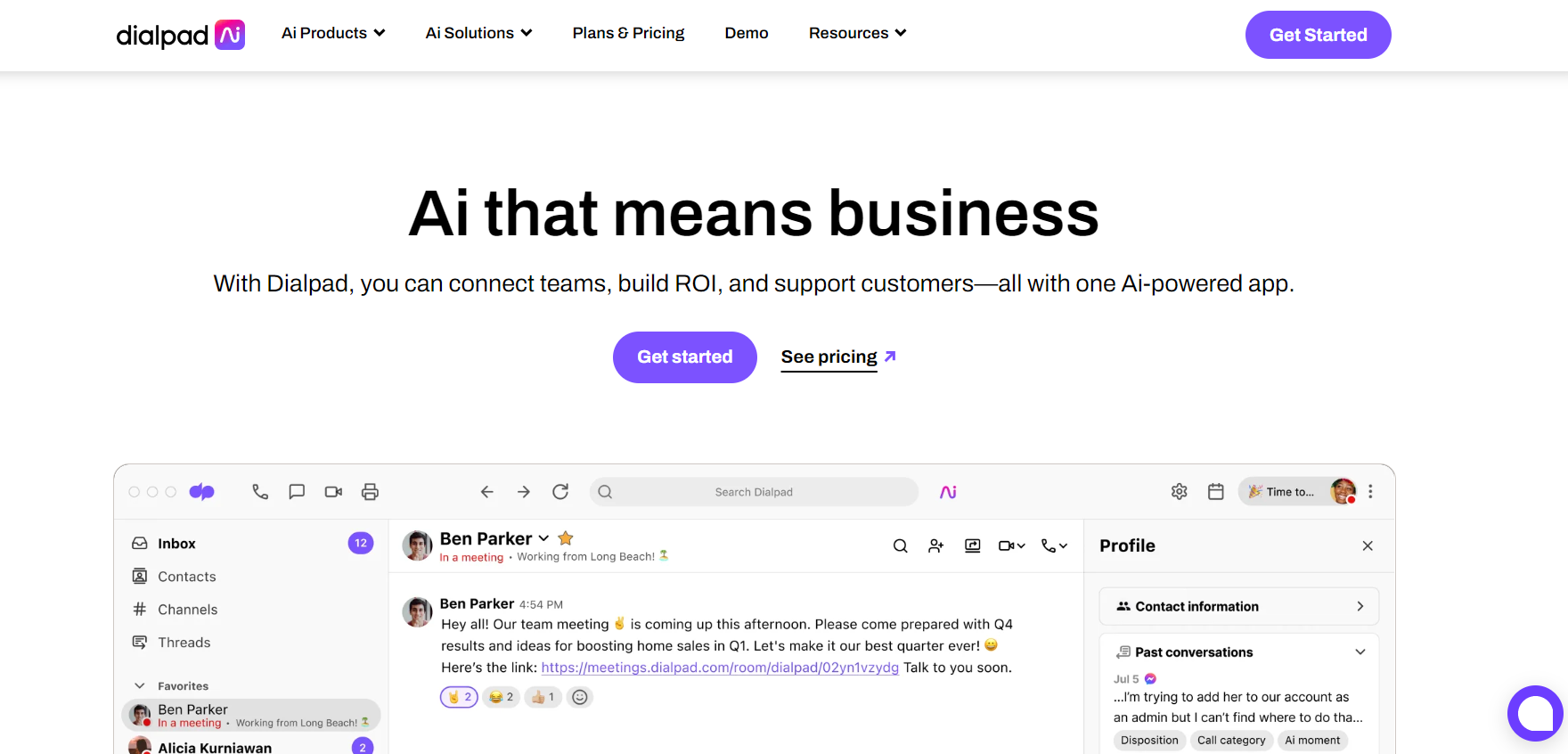 Dialpad call center szoftver kezdőlap