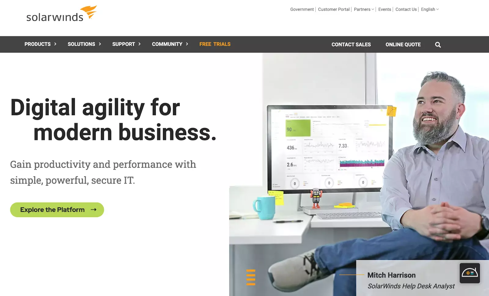 Solarwinds támogatási jegykezelő rendszer kezdőlapja