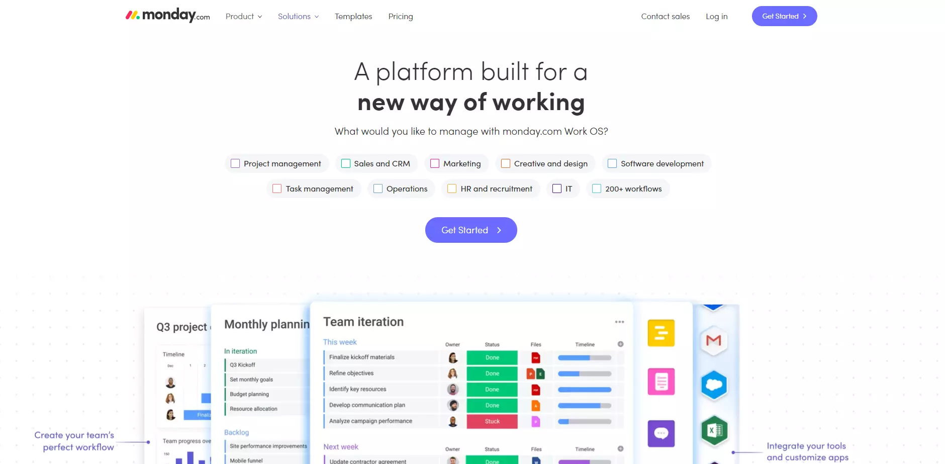 Monday.com kezdőoldal